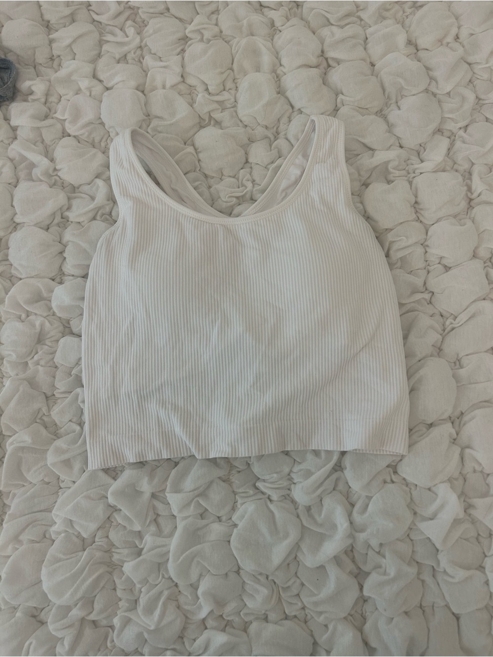 Women's Ribbed Scoop Neck Crop Tank - White